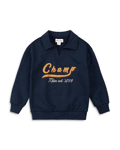 Miles The Label Boys' Champion Puff Print Logo Collared Sweatshirt - Little Kid