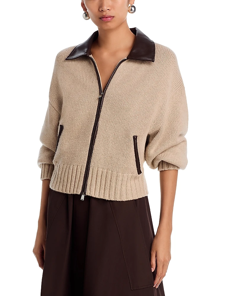 Simkhai Zofia Zip Front Wool Cardigan