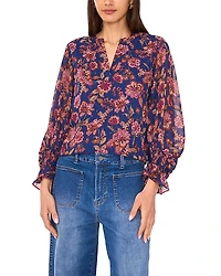 Vince Camuto Split Neck Long Sleeve Blouse