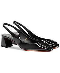 Santoni Women's Patent Leather Mid-Heel Slingback Pumps