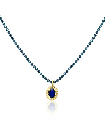 Meira T Yellow Gold-Plated Sterling Silver & Blue Rhodium Plated Sterling Silver Opal & Diamond Beaded Pendant Necklace, 16-18