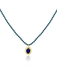 Meira T Yellow Gold-Plated Sterling Silver & Blue Rhodium Plated Sterling Silver Opal & Diamond Beaded Pendant Necklace, 16-18
