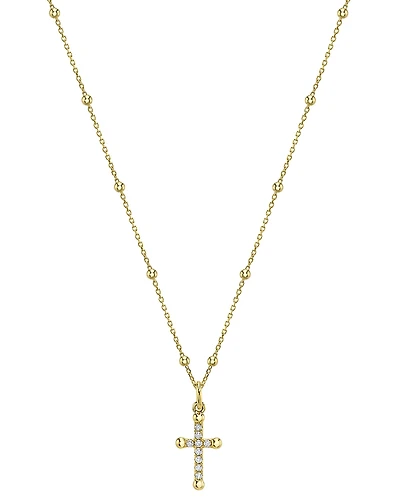 Moon & Meadow 14K Yellow Gold Diamond Cross Necklace, 18