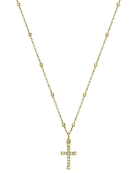 Moon & Meadow 14K Yellow Gold Diamond Cross Necklace, 18