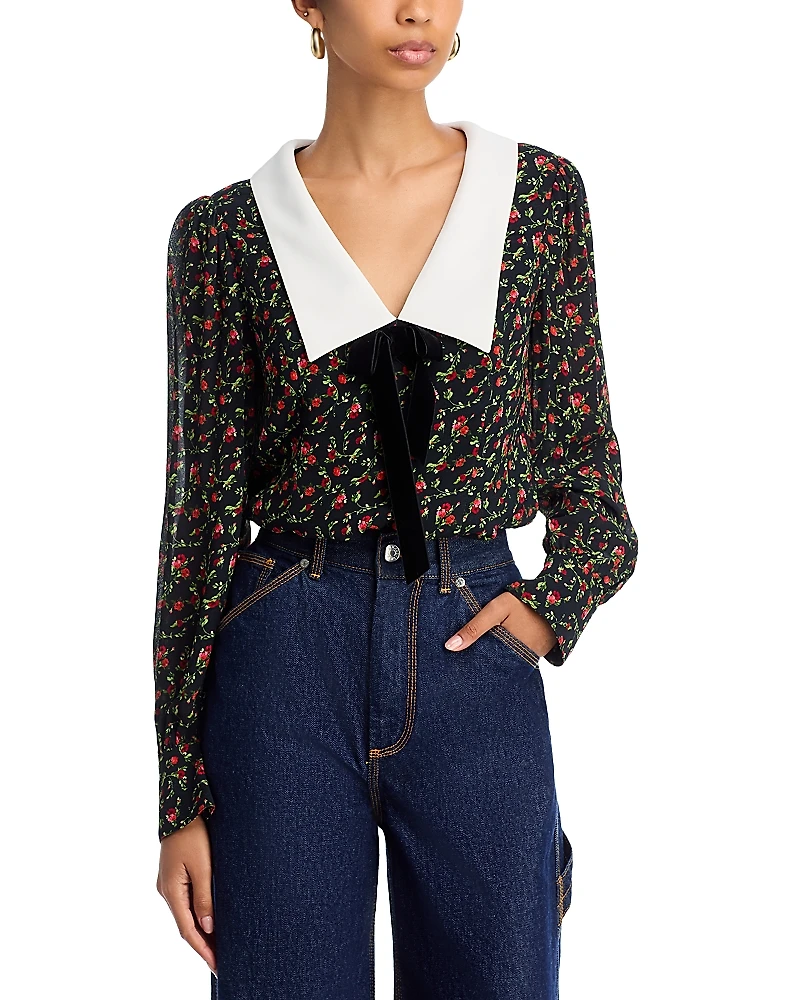 French Connection Yasmin Collared Crepe Top