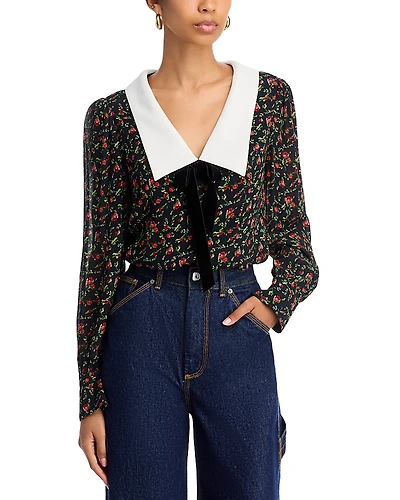 French Connection Yasmin Collared Crepe Top