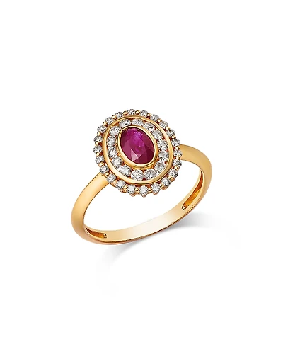 Bloomingdale's Fine Collection Ruby & Diamond Oval Halo Ring