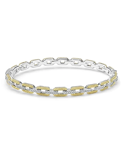 Lagos 18K Yellow Gold & Sterling Silver Caviar Lux Diamond Chain Link Bracelet