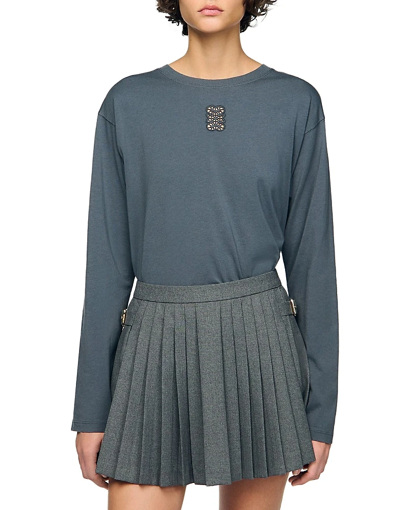 Sandro Ezrane Embroidered Long Sleeve Tee