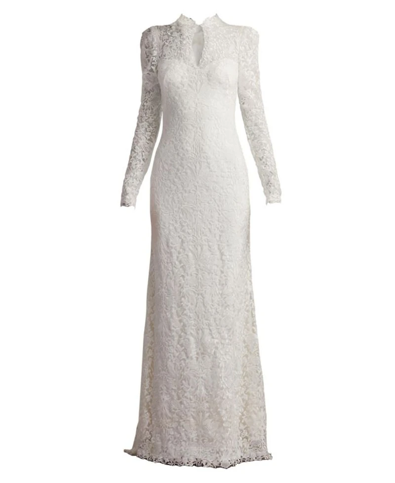 Heiss Embroidered Illusion Gown