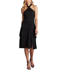 Tadashi Shoji Darla Fringe Halter Dress