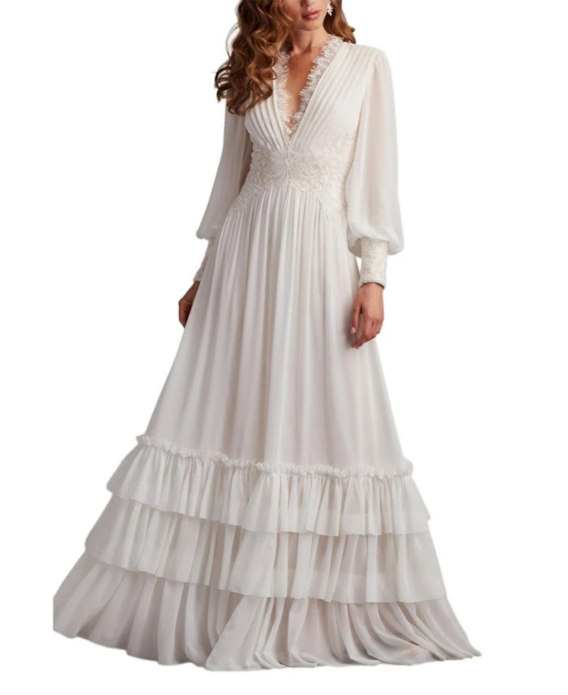 Topanga Tiered Bishop Sleeve Gown