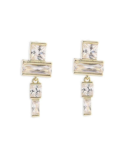 Aqua Geometric Crystal Drop Earrings - Exclusive