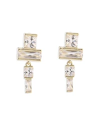 Aqua Geometric Crystal Drop Earrings - Exclusive