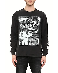 Purple Brand Textured Graphic Logo Long Sleeve Tee