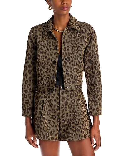L'Agence Marla Crop Leopard Jacket