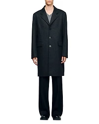 Sandro New Heather Wool Blend Broadcloth Coat