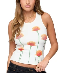 Edikted Wild Flowers Ribbed Tank Top