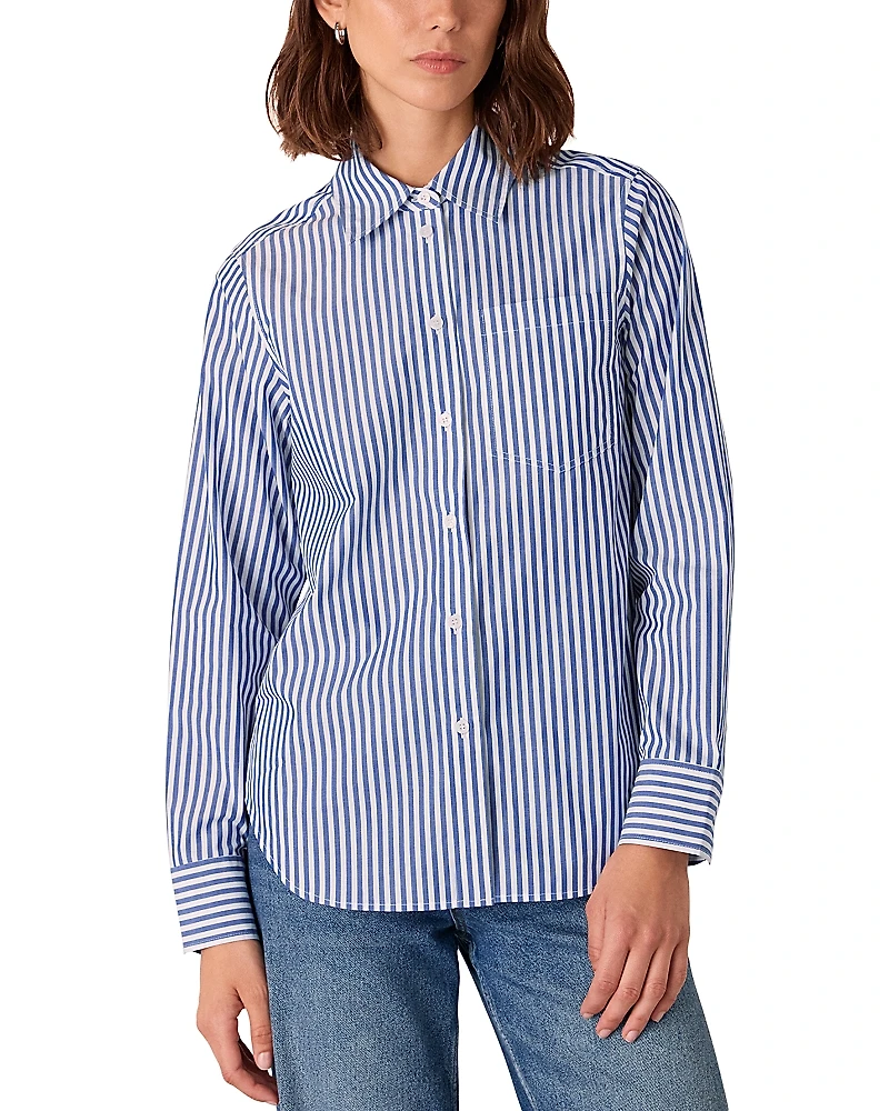 Whistles Petite Relaxed Fit Stripe Shirt
