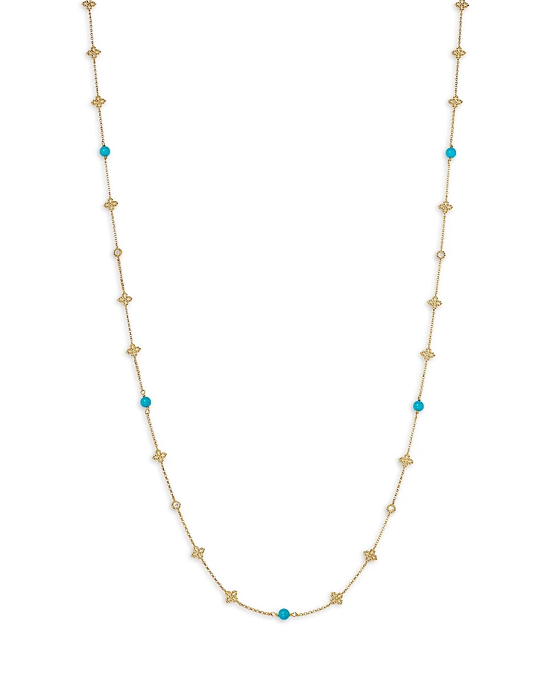 Roberto Coin 18K Yellow Gold Principessa Turquoise & Diamond Long Statement Necklace, 31