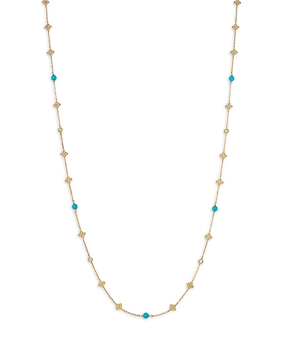 Roberto Coin 18K Yellow Gold Principessa Turquoise & Diamond Long Statement Necklace, 31