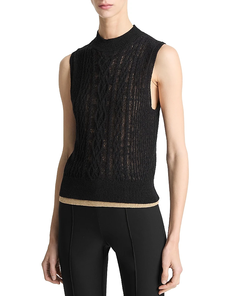 Vince Sleeveless Cable Knit Top