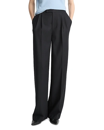 Vince Mid Rise Pleated Wide Leg Pants