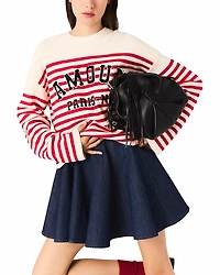 Maje Striped Rib Knit Sweater