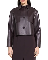 Theory Cropped Leather Trench Coat