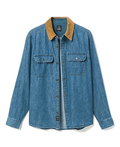 Junk Food Clothing Unisex Hemp Denim Corded Collar Work Shirt