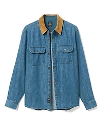 Junk Food Clothing Unisex Hemp Denim Corded Collar Work Shirt