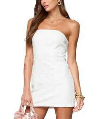 Edikted Textured Flowers Strapless Mini Dress