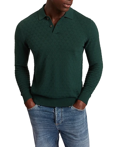 Ted Baker Gaten Long Sleeve Textured Stitch Polo