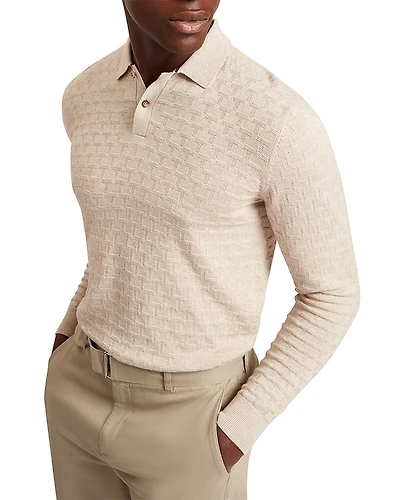 Ted Baker Gaten Long Sleeve Textured Stitch Polo