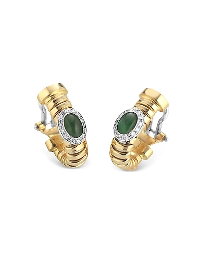 Alberto Milani 18K Yellow Gold Via Giardino Emerald & Diamond Tubogas Huggie Hoop Earrings
