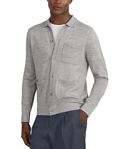 Reiss Munich Slim Fit Merino Wool Button Front Shirt