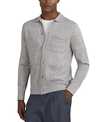 Reiss Munich Slim Fit Merino Wool Button Front Shirt