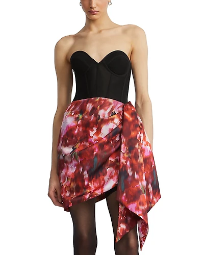 Bcbgmaxazria Mixed Media Wrap Mini Dress