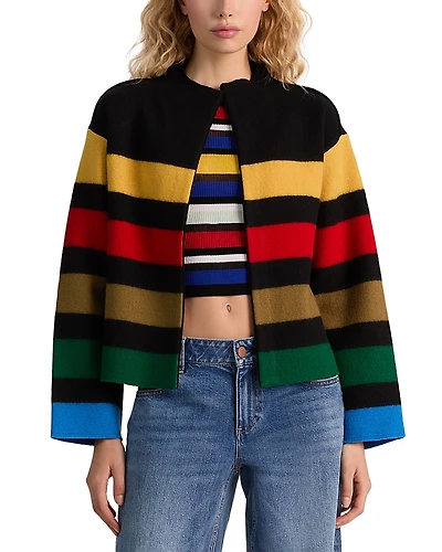 Alice and Olivia Pearson Striped Sweater Jacket