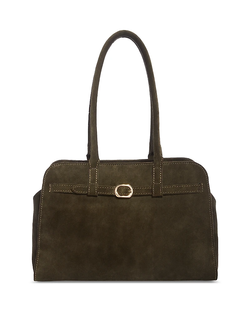 Aqua Suede Belted Shoulder Bag - Exclusive