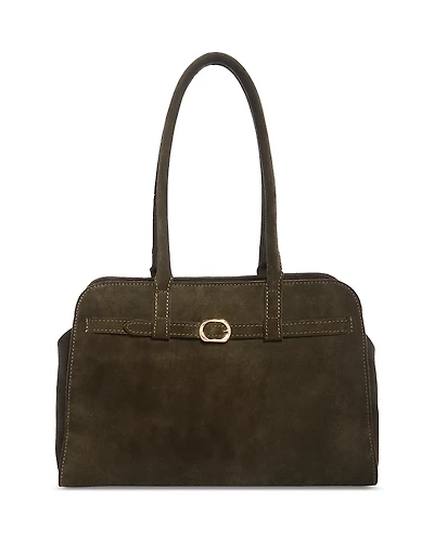 Aqua Suede Belted Shoulder Bag - Exclusive