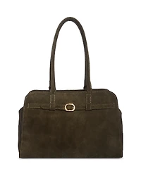 Aqua Suede Belted Shoulder Bag - Exclusive