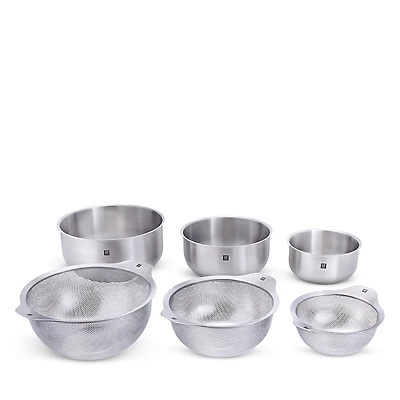 Zwilling 6 Piece Stainless Steel Nesting Bowls and Table Strainers Set