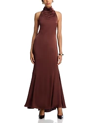 Aqua Satin Guest of Maxi Dress