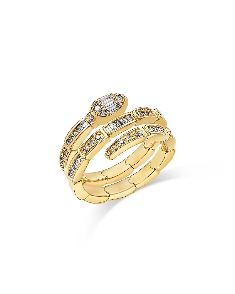 Bloomingdale's Fine Collection Diamond Round & Baguette Serpent Ring