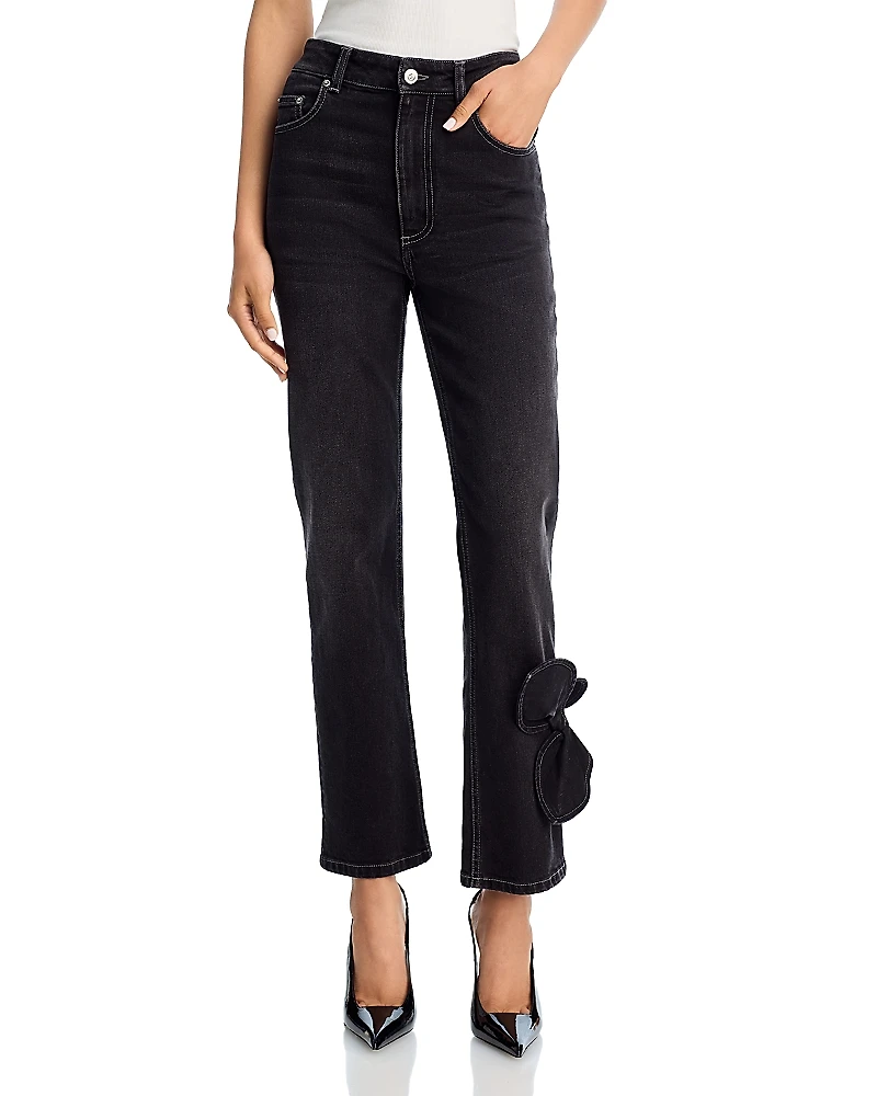 Area Bow Detail Straight Leg Jeans