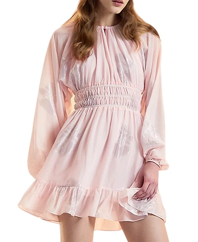 Cynthia Rowley Silk Lurex Dolman Sleeve Mini Dress