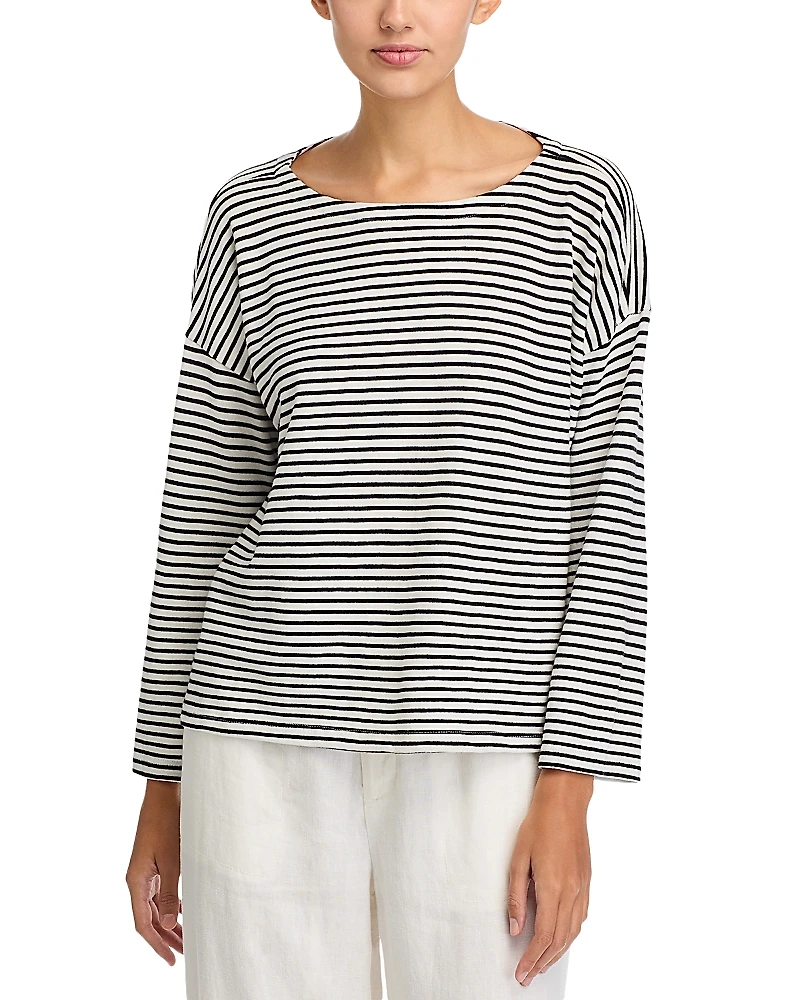 Eileen Fisher Striped Boat Neck Top