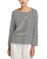 Eileen Fisher Striped Boat Neck Top