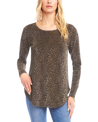Karen Kane Metallic Knit Shirttail Top